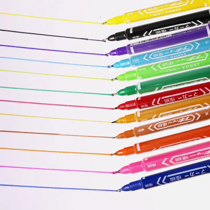Green Marker Pen, Purple Buttery Waterproof, Quick-Drying, Non-Fading, Fine-Tipped Liner Pen, Thick and Thin Dual-Ended