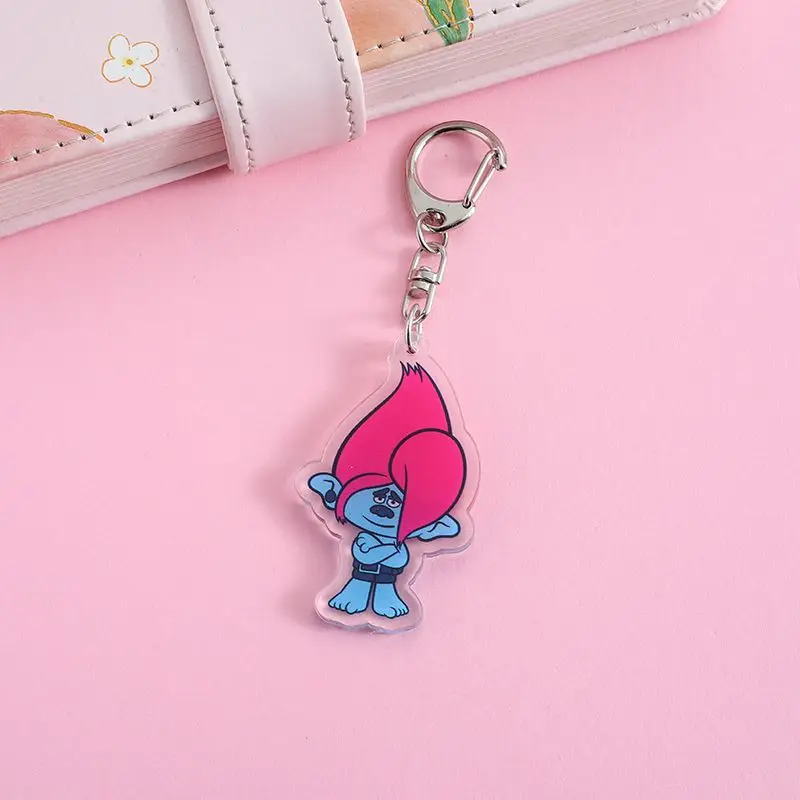 Acrylic Cartoon Anime Pendant Keychains Holder Car Key Chain Key Ring Phone Bag Hanging Jewelry Gifts Accessories Trolls