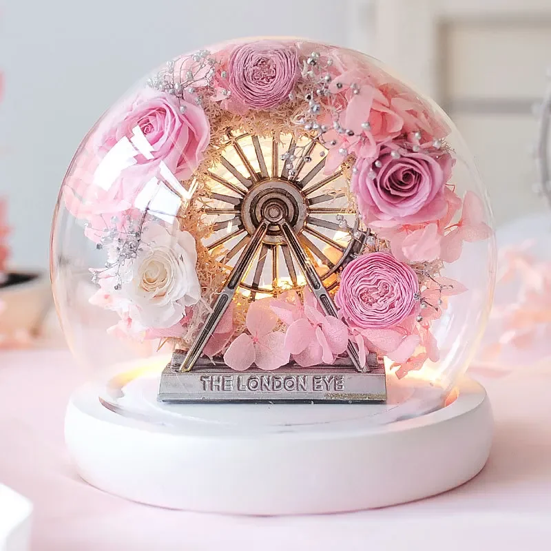 Christmas Gift Eternal Flower Ferris Wheel Glass Cover Finished Gift Box Light