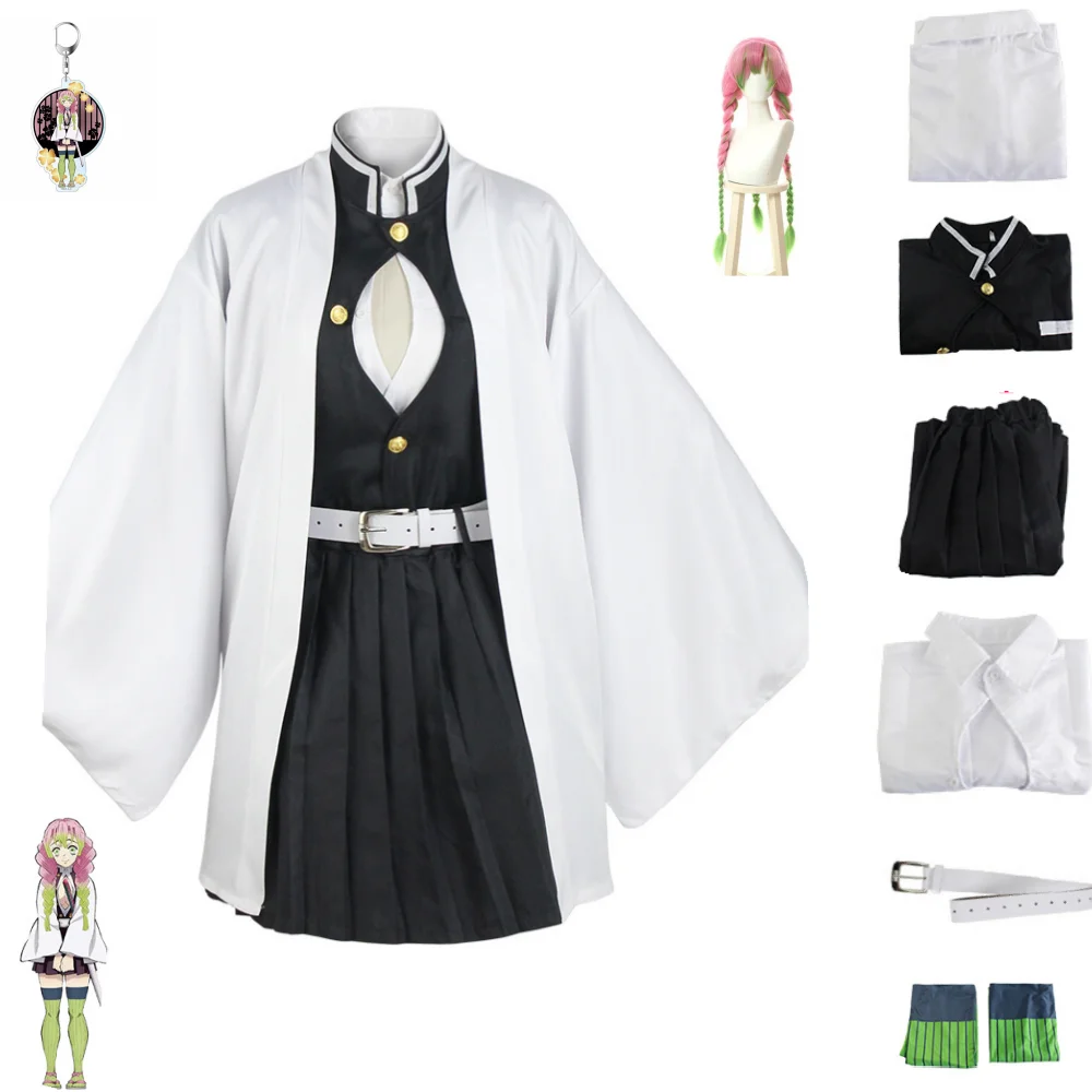 Disfraz de Cosplay de Anime Demon Slayer Cos Kanroji Mitsuri, Kimetsu no Yaiba, Kimono, uniforme, conjunto de accesorios, disfraz de Halloween