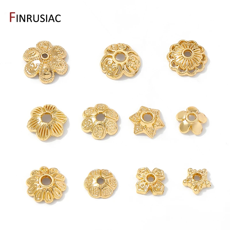 

14K Gold Plated Brass Round Flower Bead Caps,End Caps For Jewelry,DIY Bracelet Necklace Making Accessories,Supplies For Jewelry