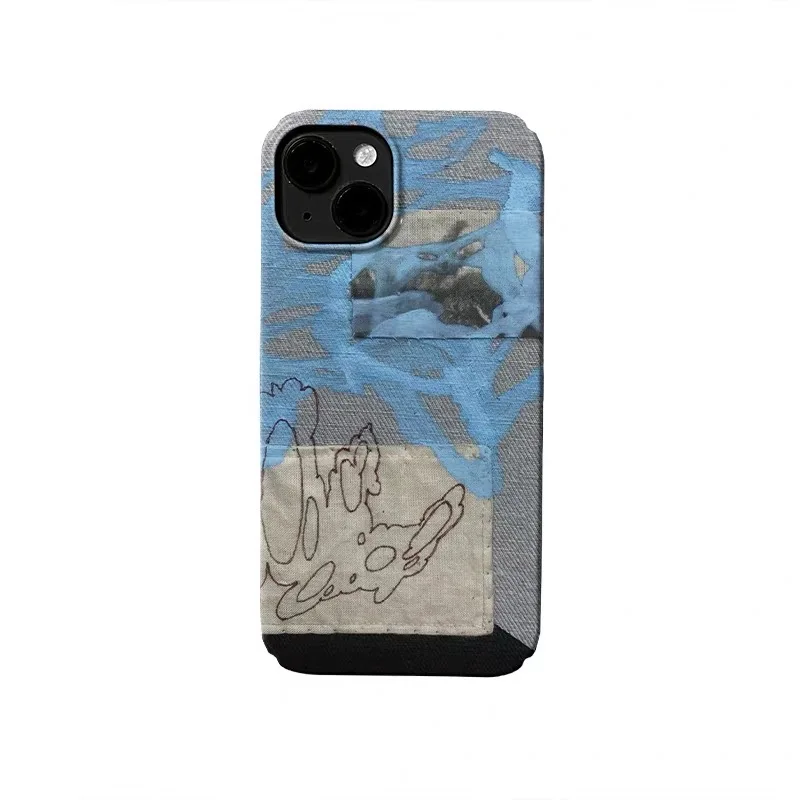 

Cowboy Patchwork Blue Illustration Phone Case for IPHONE 17 Air 16E 15 PROMAX 14Plus 13 12 MINI 11 16Plus XR Acrylic Phone Cover
