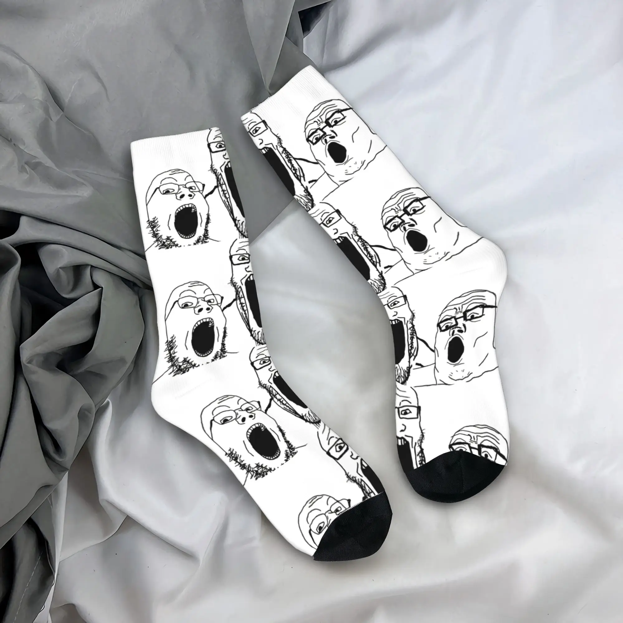 خلق ميمي الميمات Wojak مفتوحة الفم الجوارب عدم الانزلاق جوارب الرجال لينة سكيت الجوارب الربيع تصميم الأزياء الجوارب
