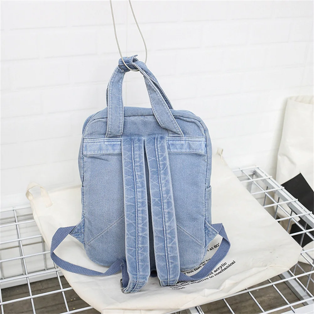 New Denim Knapsack with Custom Embroidered Name Women\'s Denim Travel Backpack Personalized Couples Gift Handbag with Name