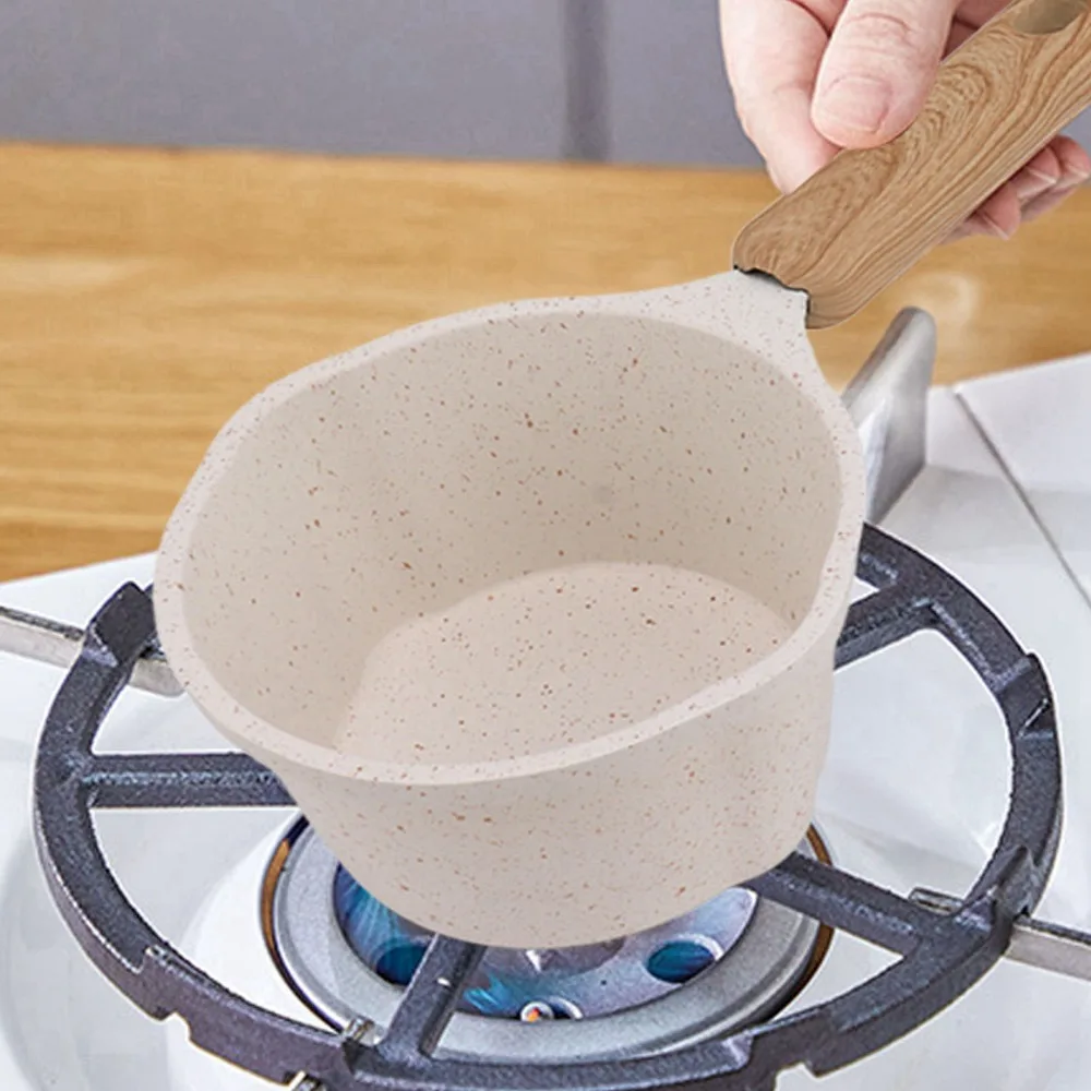 

Butter Melting Pot Multifunctional Non-stick Pan Flat Bottom White Cooking Pot Easy to Handle Mini Milk Warmer Pot Home Kitchen