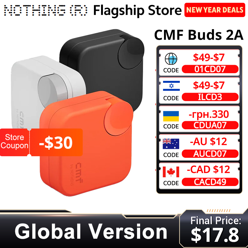  Global Version CMF Buds 2a Up to 31H of playback Bluetooth 5.4 12.4mm Driver 42dB ANC 4HD Mics IP54 