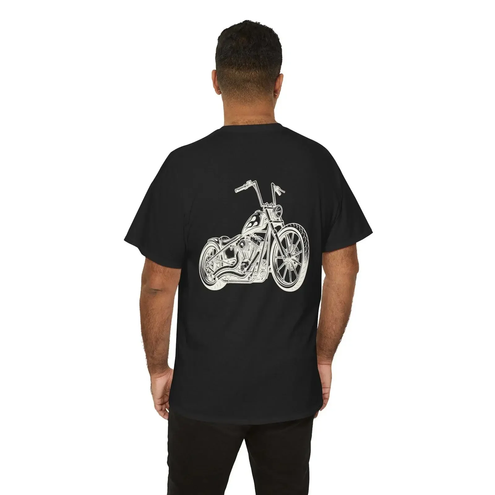 Biker Motorcycle T Shirt Chopper BACK Bobber V Twin Custom Rider Top vintage Washed fashion Breathable Soft Stretched