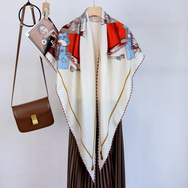 

Triangle Shape Wool Silk Blend Scarf Women Soft Shawls Luxury Designer Pashmina Head Wrap Stole Christmas Gift