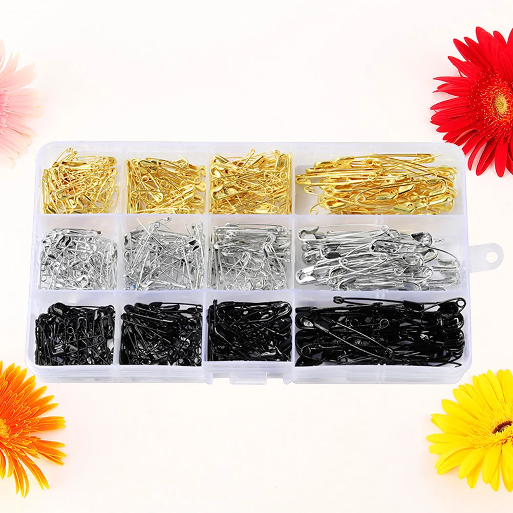

540Pcs Safety Pins Set Assorted Metal Nickel Plated Rustproof Easy Open Design for Sewing Crafting Diaper Fastening