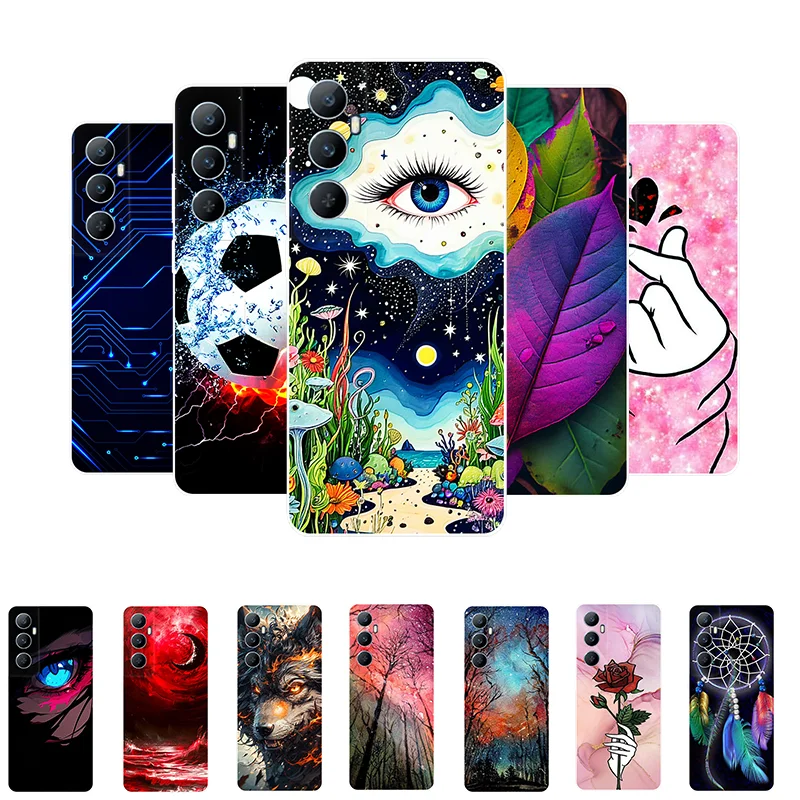 

For Realme C65 4G Case Soft Silicone Wolf Marble Flowers Fundas For Cover Realme C65 C 65 RMX3910 Phone Case RealmeC65 4G