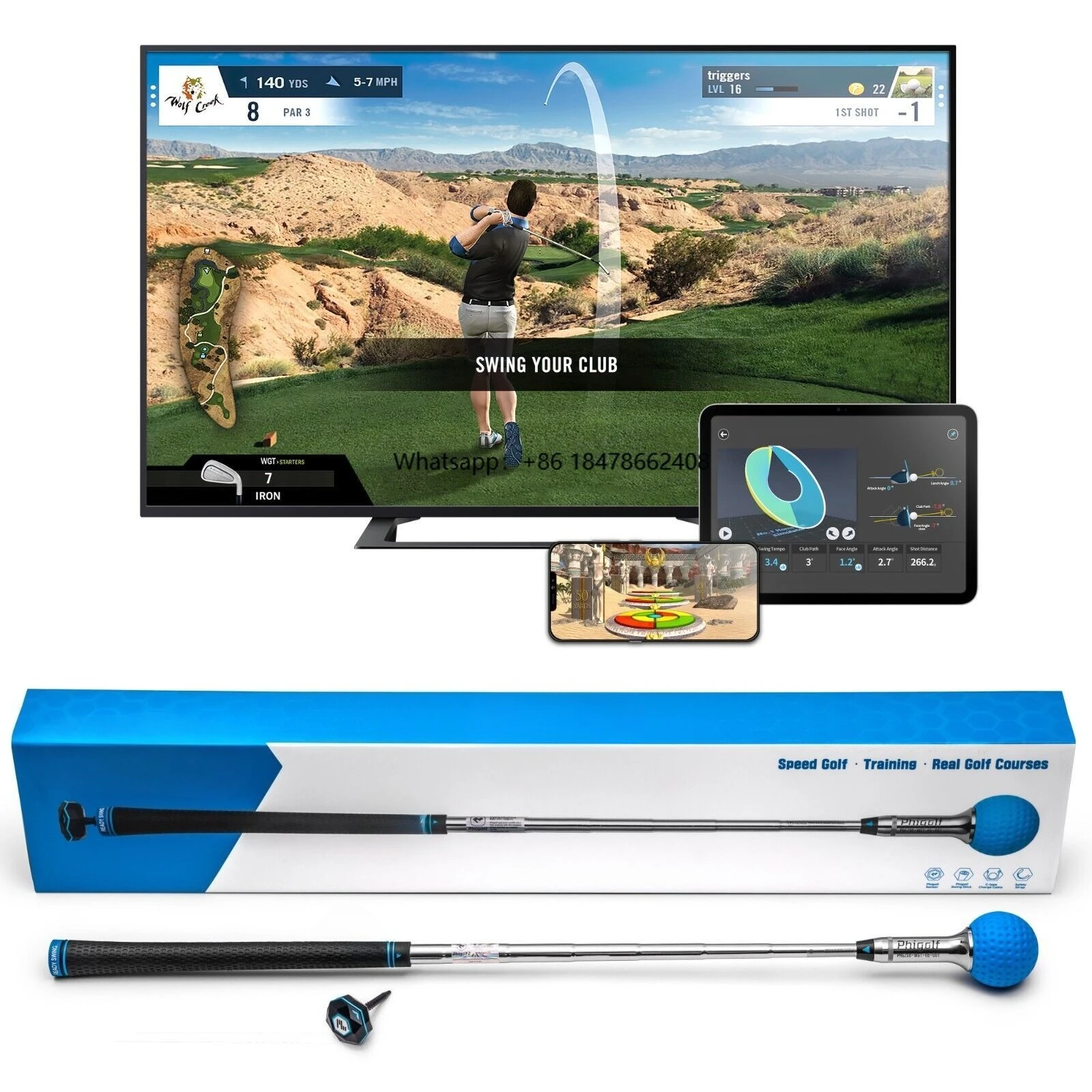 

Pop Golf Simulator Swing Stick for Indoor & Outdoor Use Golf Swing Trainer with Upgraded Motion Sensor & 3D Swing Analysis