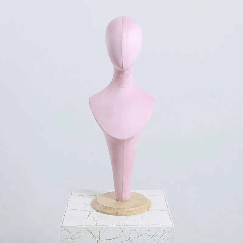 Fabric Cover Female Half-Body Mannequin Head Display for Wigs Scarfs Hat Rack Props