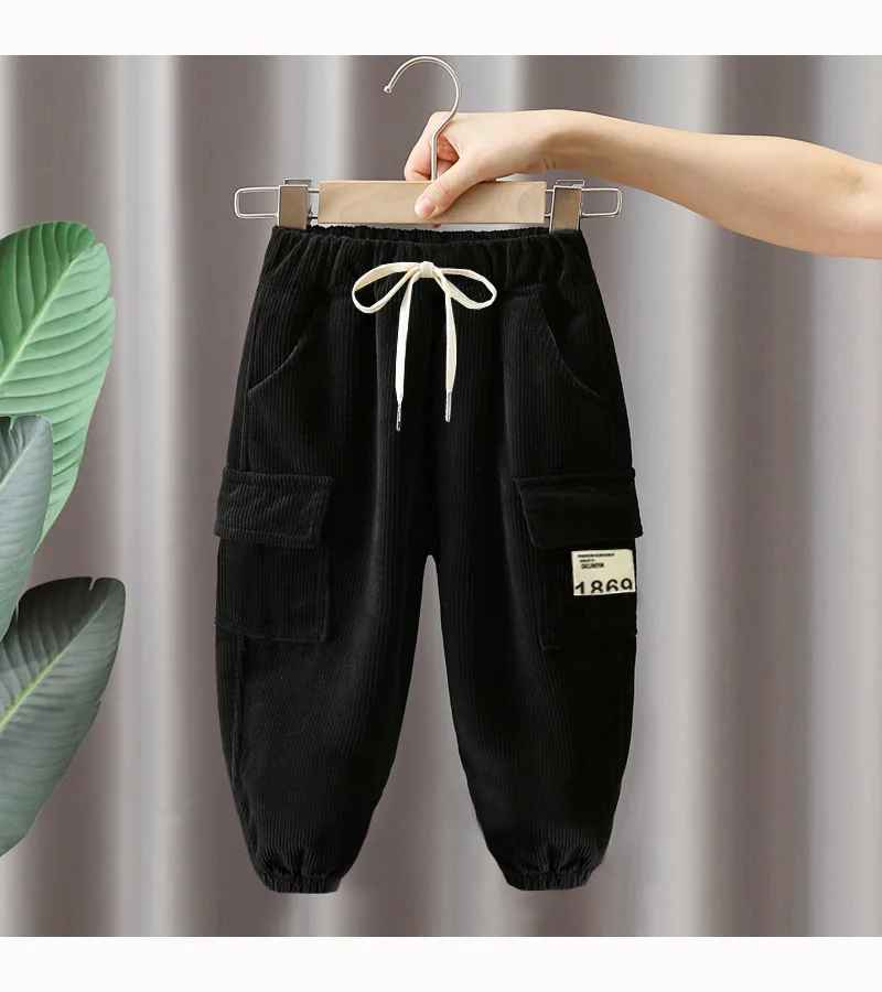 Neue Herbst-Winter-Cargohosen für 2-6 Jahre alte Jungen, Einfarbige Freizeit-Sporthosen für Kinder, Kinderhosen 2-8 Jahre, Kleidung – Detail 6