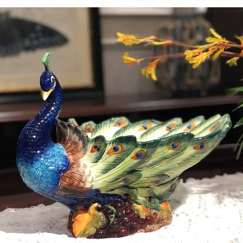 Ceramic peacock fruit tray dry candy snacks living room end table decoration Home TV cabinet dining