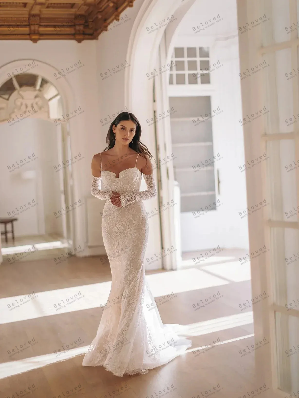 Lindo vestidos de casamento requintado vestidos de noiva sem alças sem costas roupões vestido moderno glamouroso vestidos de novia personalizado