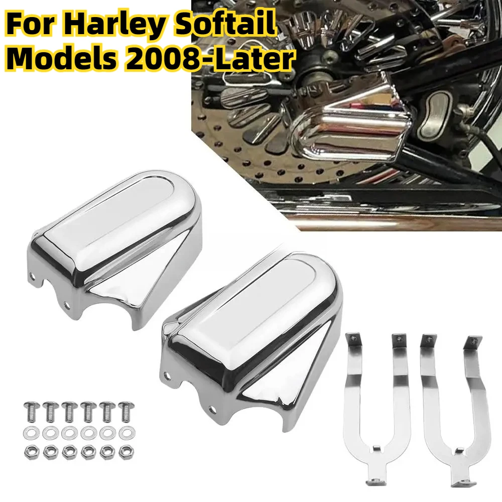 1 Pair Chrome Bar Shield Rear Axle Covers Swingarm Cap Case ABS Motorcycle Accessory Fit For Harley Softail Models 2008-Later