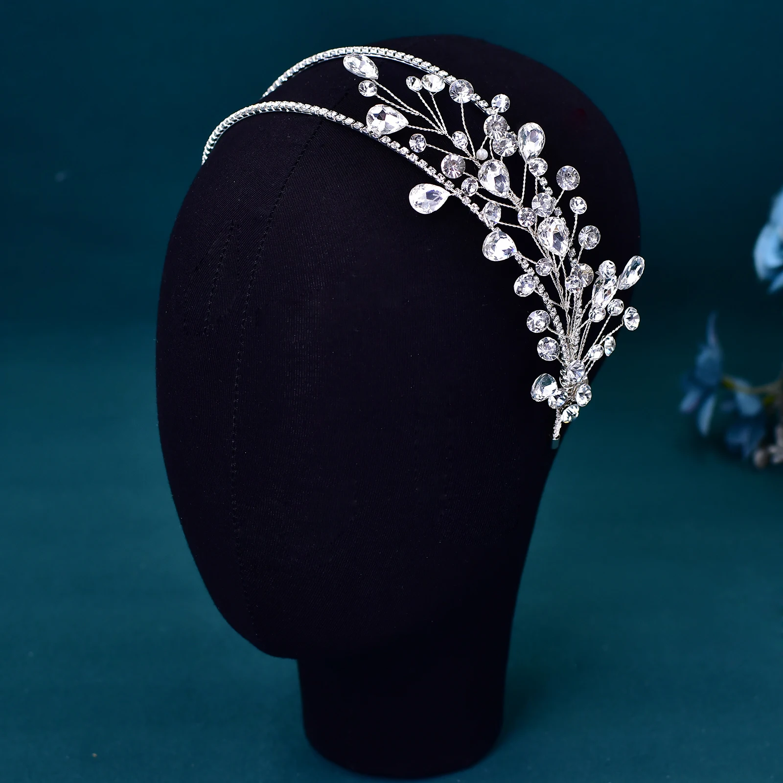 Diadema nupcial de joyería de diamantes de imitación, accesorios para el cabello de boda, tocado para novias, Aro para el cabello para mujeres y niñas, Tiara para damas de honor, HP584