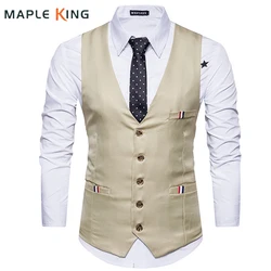 Mens Suit Vest Formal Hombre 2022 England Style Solid Social Business Sleeveless Jacket Vest Homme Men Clothing Dress Waistcoat