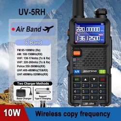 Baofeng UV5RH 10W banda aérea Walkie Talkie banda de frecuencia completa 2024 nueva Radio bidireccional de alta potencia vehículo equipo autoconducción