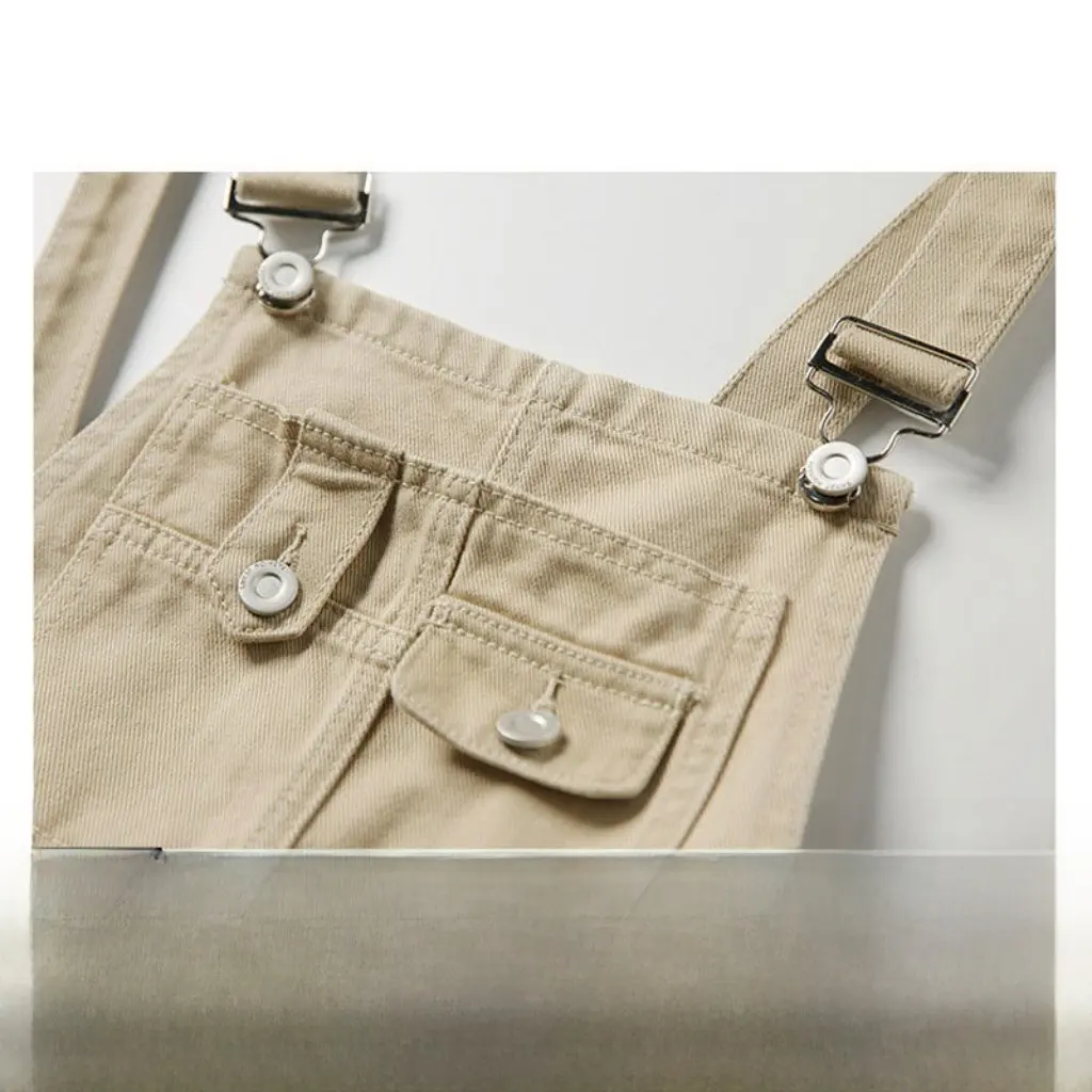 Celana Jeans Wanita High Waist Straight Strap Kasual Longgar Wide Leg Model Terusan Tali Kerut Gaya Selebgram