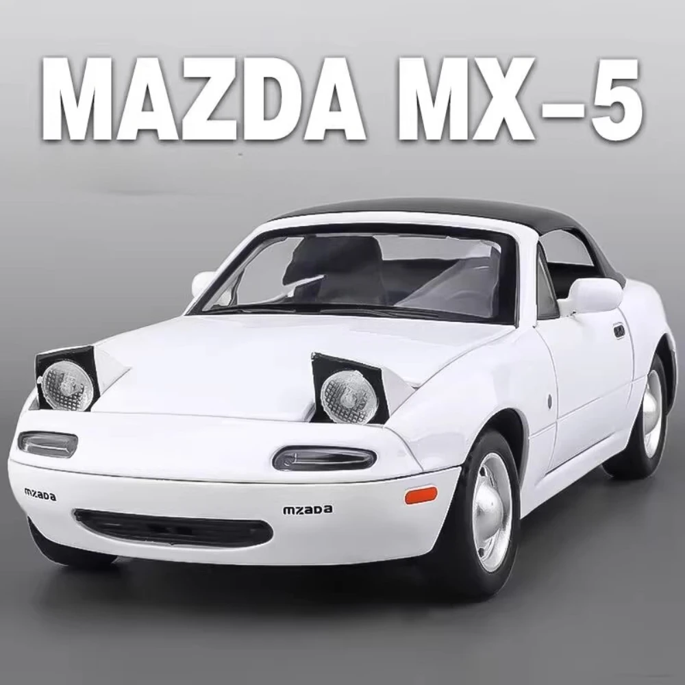 

1:24 Scale MX-5 RX7 Model Car Toy Alloy Diecast Doors Opened Shock Absorption Sound Light Pull Back Vehicles Kids Gifts