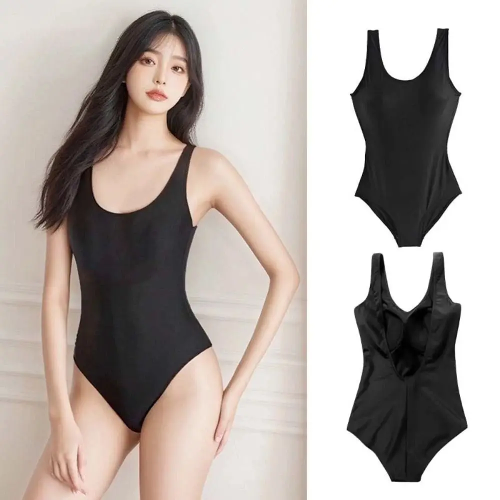 

Leisure Quick Dry Women Swimsuits Solid Color Slim Fit Girl Bathing Suit Beachwear Elastic Bodysuit Swimwear Surfing