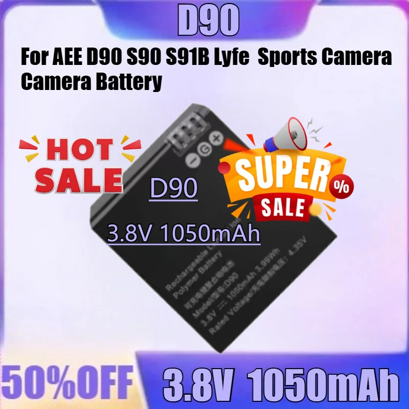 

For AEE D90 S90 S91B Lyfe Sports Camera Camera Battery New D90 3.8V 1050mAh High Quality Battery