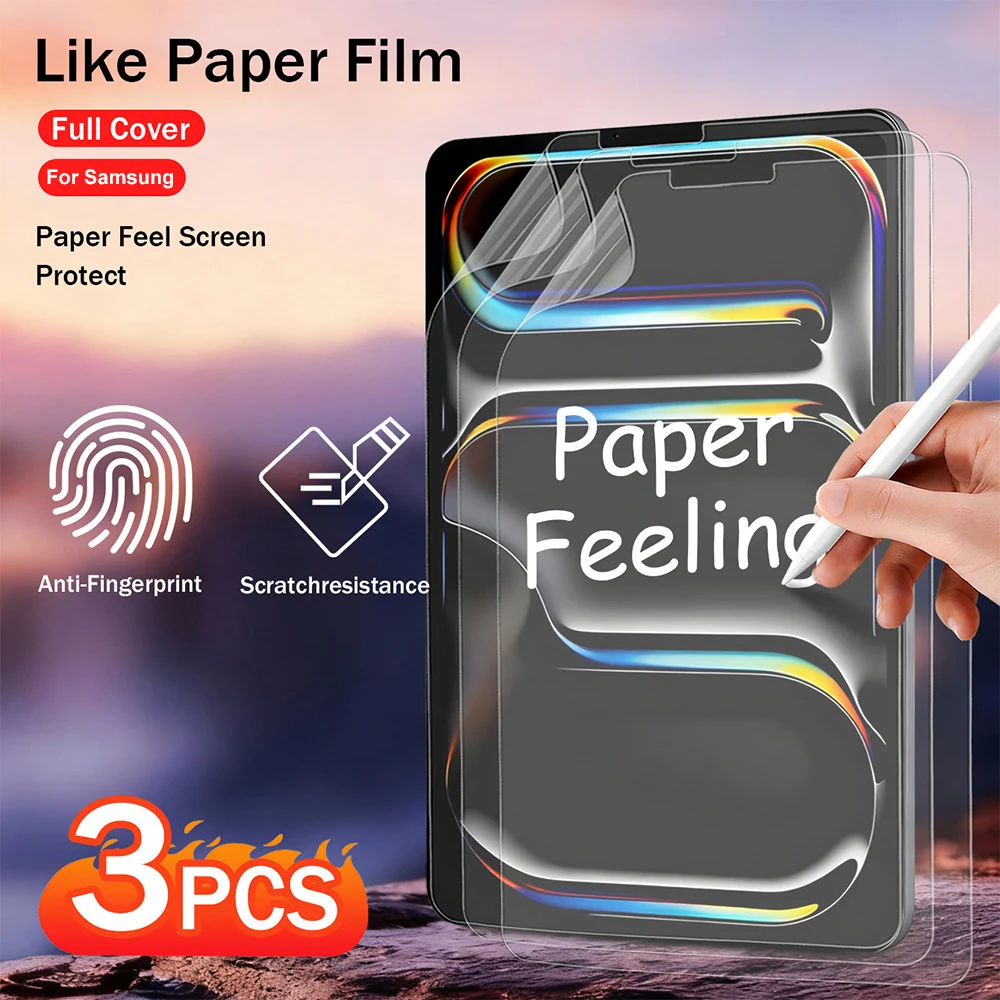 3Pcs Paper Feel Screen Protector For Samsung Galaxy Tab A11 8.7 S10 Plus 11 S10 S7 S9 FE Plus S10 S9 S8 Ultra S8 S7 12.4 S6 Lite