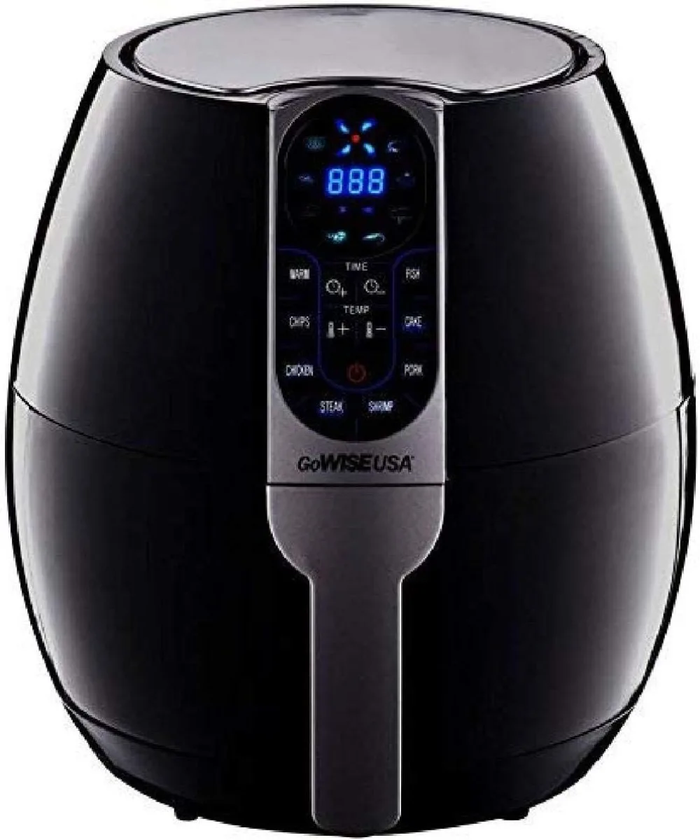 

3.7-Quart Programmable Air Fryer with 8 Cook Presets Built-in Presets Make Cooking Easier Digital Screen Includes Recipe Book