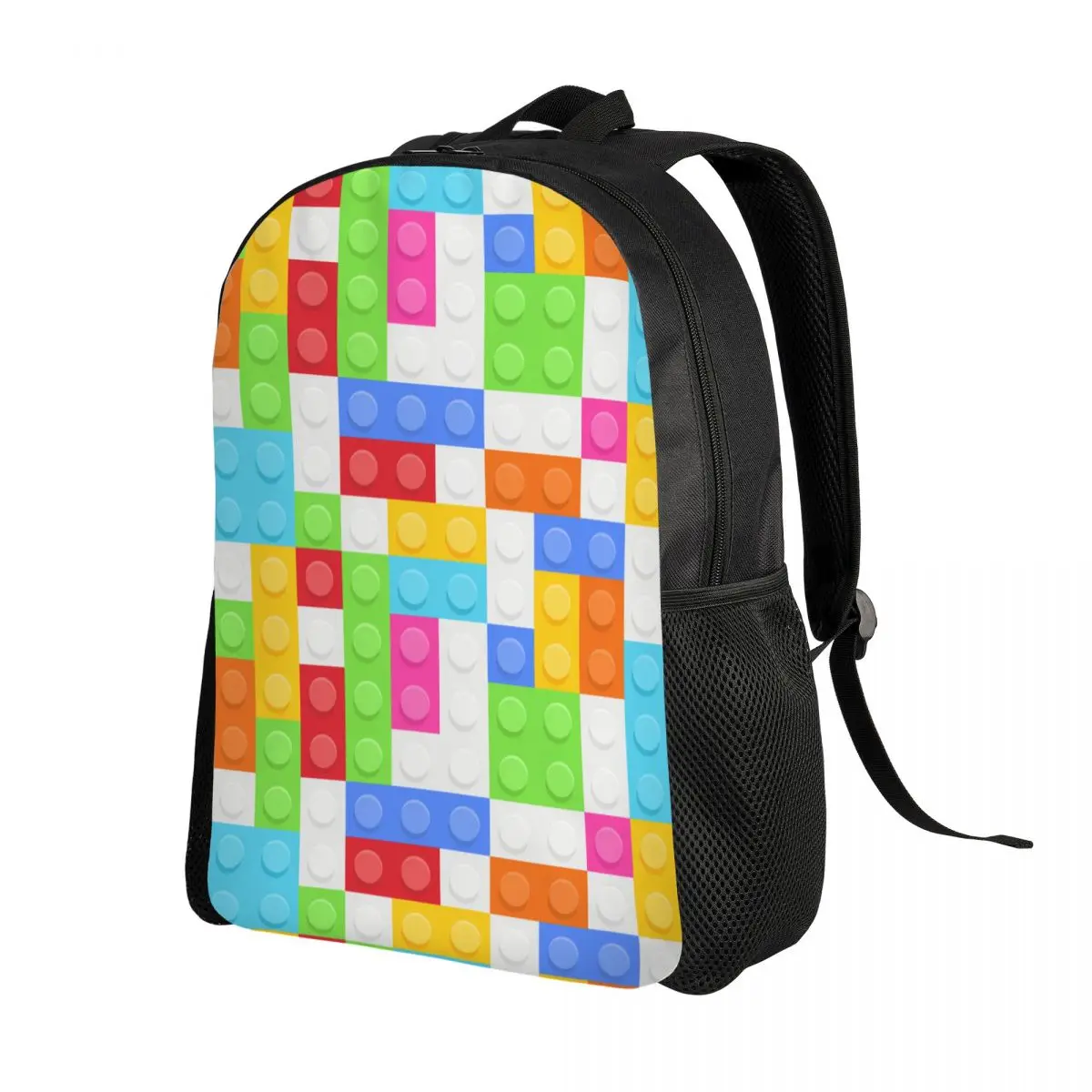 Custom Colorful Building Plastic Brick Toy Blocks Patterns Laptop Backpack Women Men Bookbag for School College Student Bag