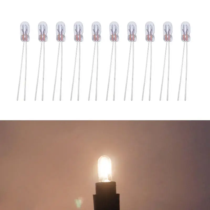 10pcs Miniature 3mm 12V Lamp Light Bulb Incandescent Filament T3 Halogen Bulb Quartz Transparent Glass Side Indicator Lights