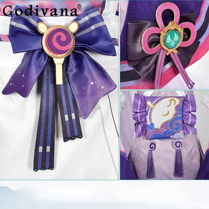 Parrucca per costume cosplay femminile Gonna rosa viola Set Copricapo Puntelli Parrucche verdi per donne Ragazze Abiti da festa di Halloween