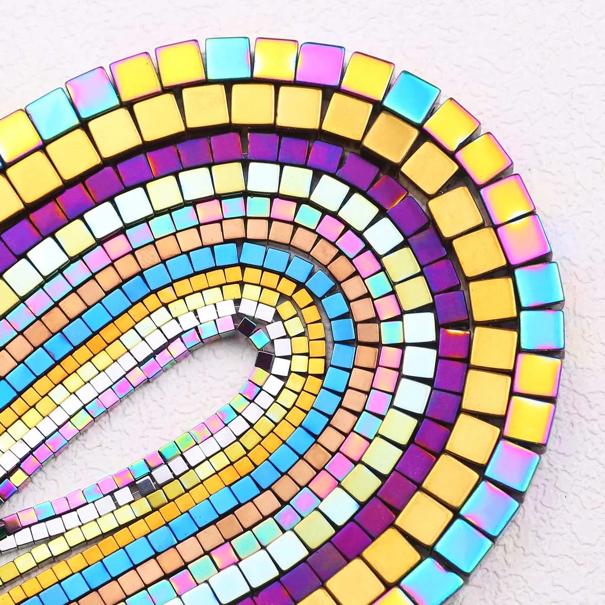 2/3/4/6MM Bunte Natürliche Stein Quadratische Form Überzug Hämatit Spacer Lose Perlen Für Schmuck Machen DIY Armband Zubehör