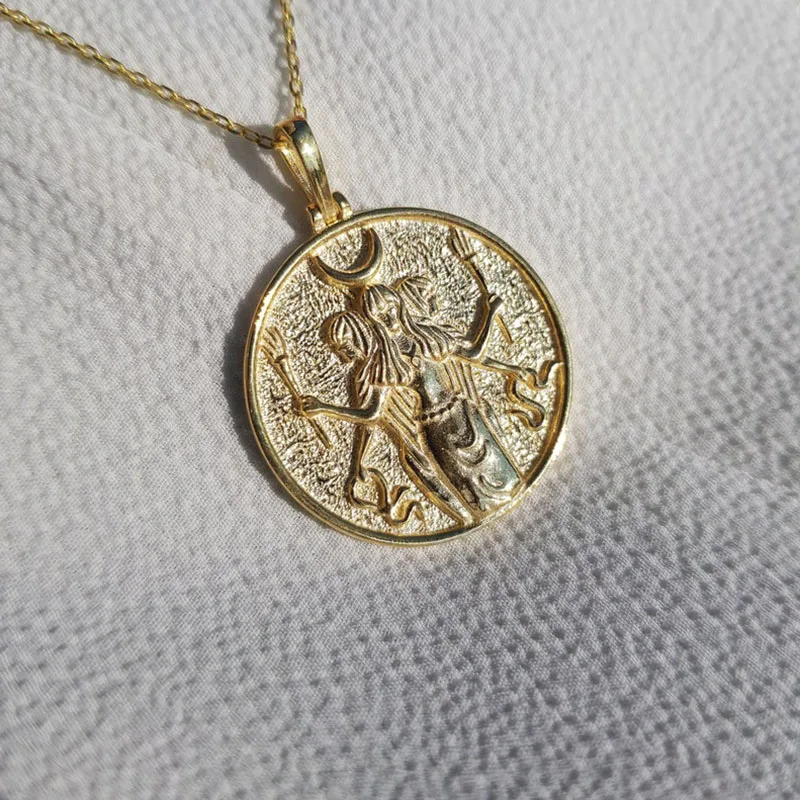 Greek Mythology Hecate Necklace For Women Stainless Steel Artemis Aphrodite Athena Necklace Vintage Goddess Jewelry Gift