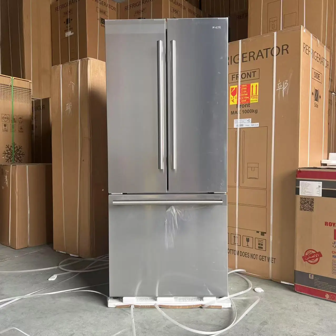 

550L French Door Air Cooled Refrigerator 110V Inverter Compressor Frost Free Fridge with Ice Maker for Home Kitchen Smart