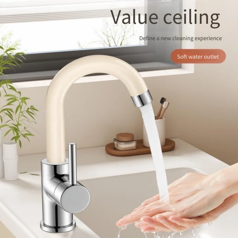 Cream Wind All Copper Pumping Faucet Household Balcony Bathroom Kitchen Table Hand Wash Basin Hot and Cold Faucet
