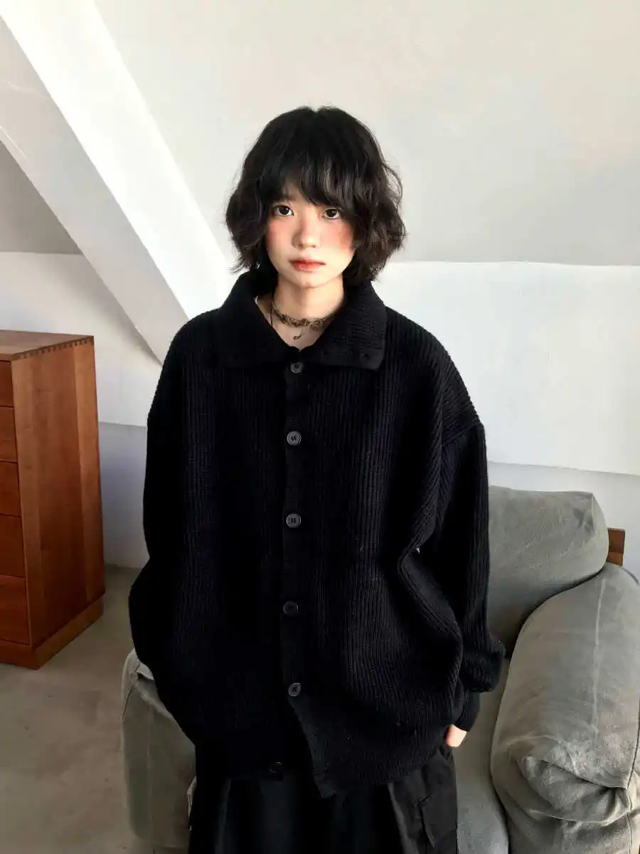 

Ретро-свитер с высоким воротом, вязаный, свободного кроя, осенне-зимняя верхняя одежда, повседневный стиль, с длинными рукавами, молодежная мода