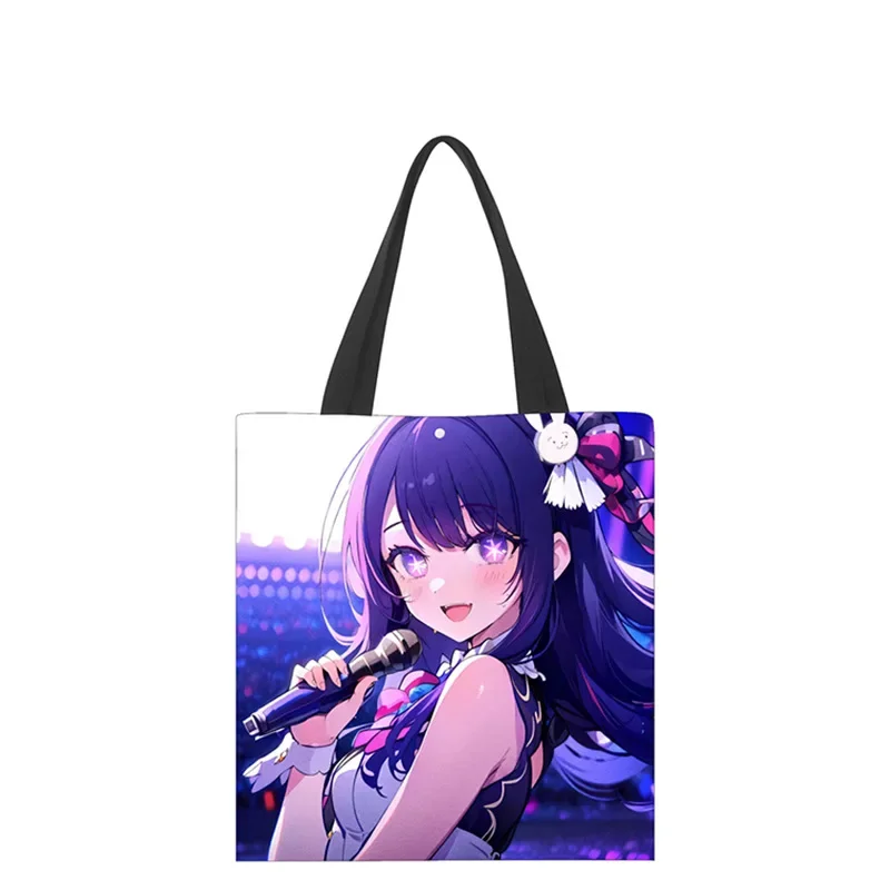 OSHI NO KO Hoshino Ai Canvas Shoulder Bag Anime Figure Akuamarin Rubii Kana Handbag Double-sided Pattern Outdoor Shopping Bag