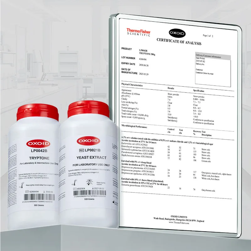 OXOID Yeast Extract Tryptone Peptone LP0021B LP0042B LP0044C for Lab Bacteria Media Culture Proliferation Identification