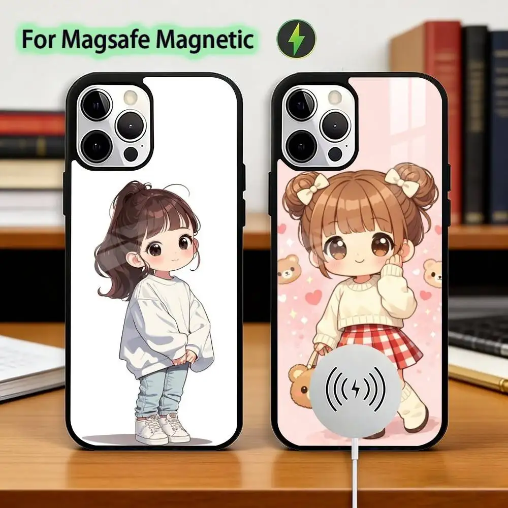 Cute Angry L-Little Girl Phone Case For iPhone17,16,15,14,13,12,11 Plus,Pro Magnetic with Magsafe Wireless Charging