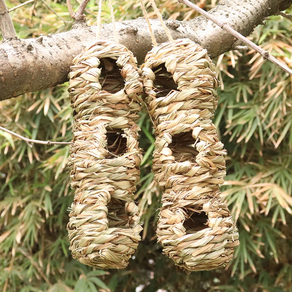 

1pc Woven Bird Straw Birdhouse Hanging Birdhouse For Small Birds Durable Outdoor Bird Nest Natural Perching House Feeding