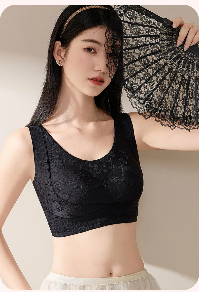 

Chinese-Style Cross-Side Buckle Plus Size Women Bra Push Up No Underwire Seamless Beautiful Back Underwear M-4XL