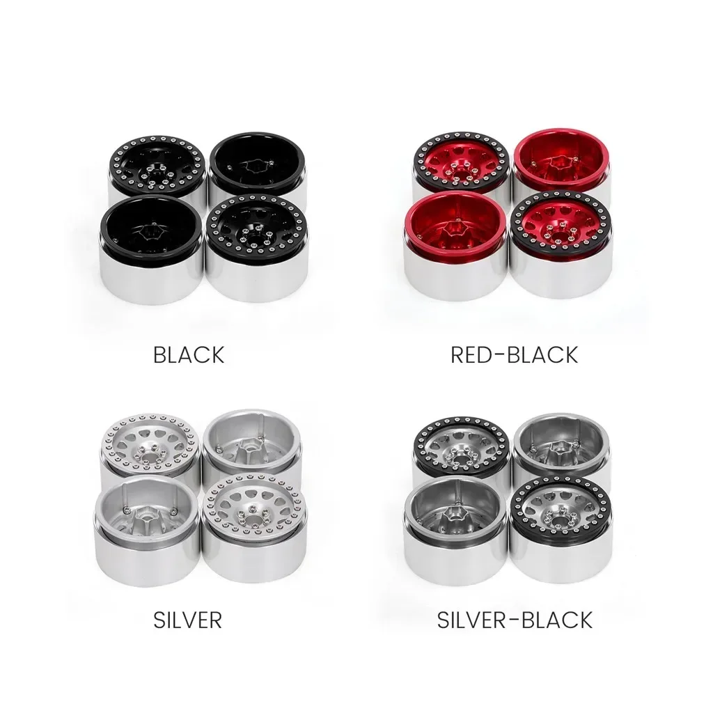 4PCS 1/10 RC Rock Crawler Aluminum 2.2 Beadlock Wheel Rims for Axial SCX10 RR10 Wraith 90048 90018 Trxs TRX4 TRX-6