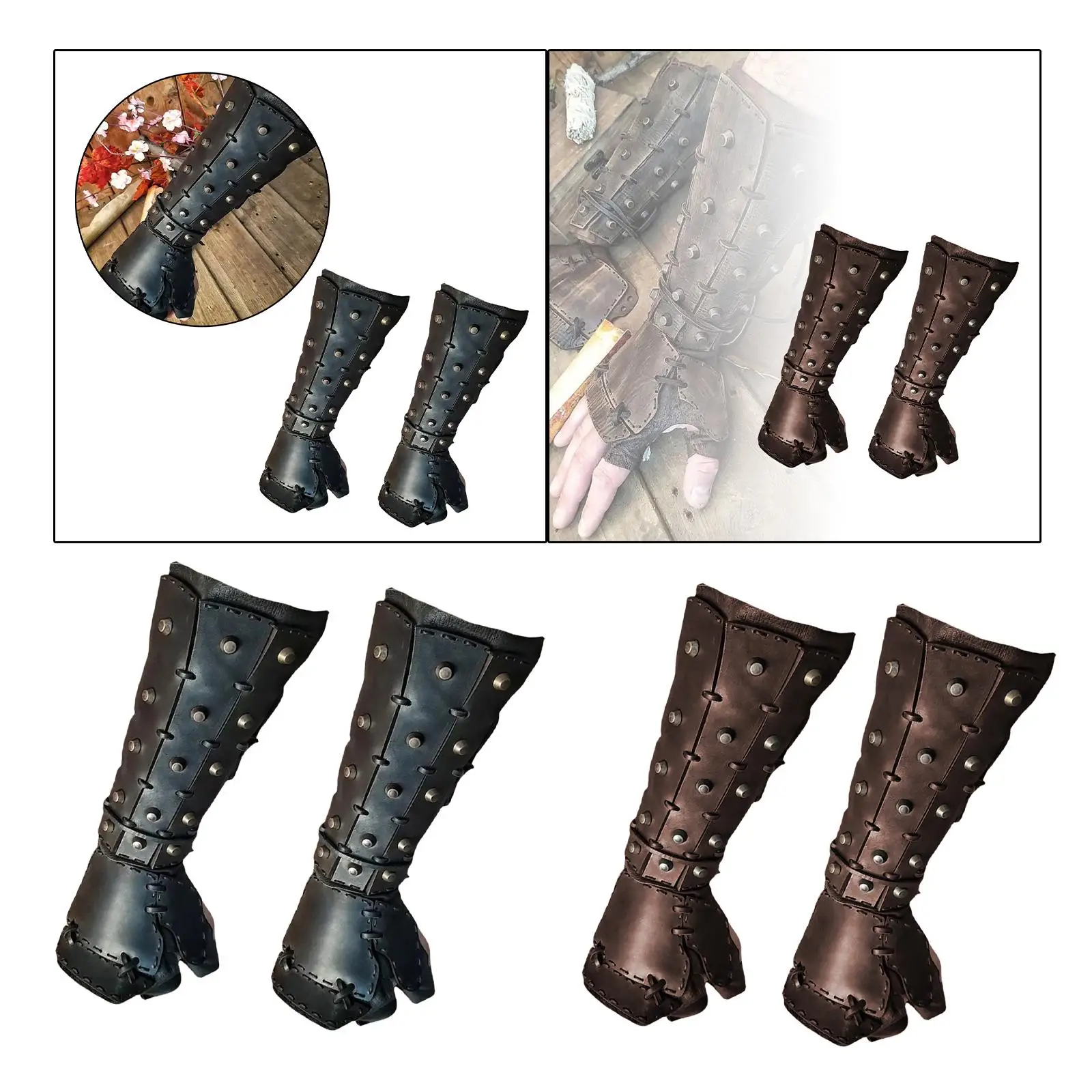 Medieval Arm Guards Retro Design Steampunk Cuff Gothic Men Bracers for Halloween