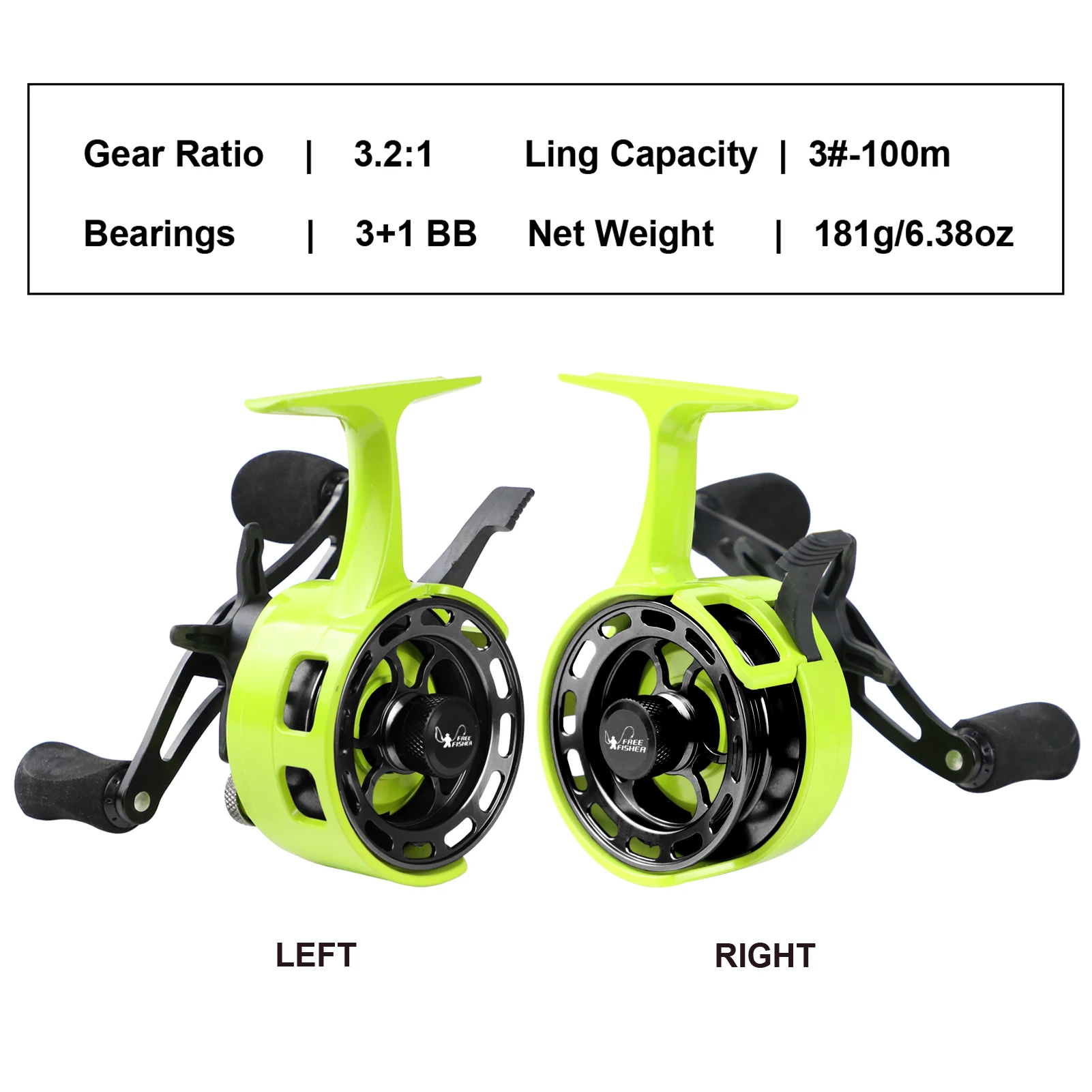 FREE FISHER Ice Fishing Reel Metal High Speed 3.2:1 Ultra Smooth Fishing Fly Wheel 3+1BB Portable Winter Fishing Raft Reel