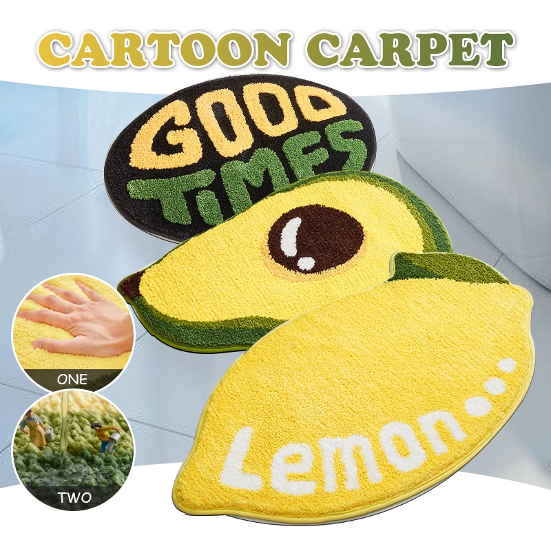 

Cartoon Avocado Carpet Flocking Rug Living Room Home Non-slip Carpets Bathroom Quick-drying Absorbent Door Mat Area Rugs