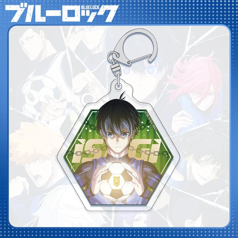 6Cm Anime Isagi Yoichi Meguru Kunigami Transparant Acryl Sleutelhanger Blue Lock Karakter Acryl Sleutelhanger Metalen Ketting Hanger