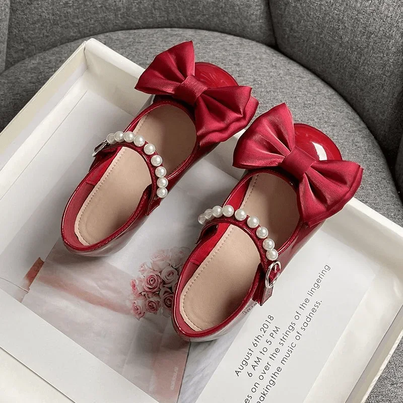 Fashion Baby Girl Princess Leather Toddler Child Teen Bow Pearl Shoes Soft Bottom Shoes Spring Autumn Summer Baby Shoes