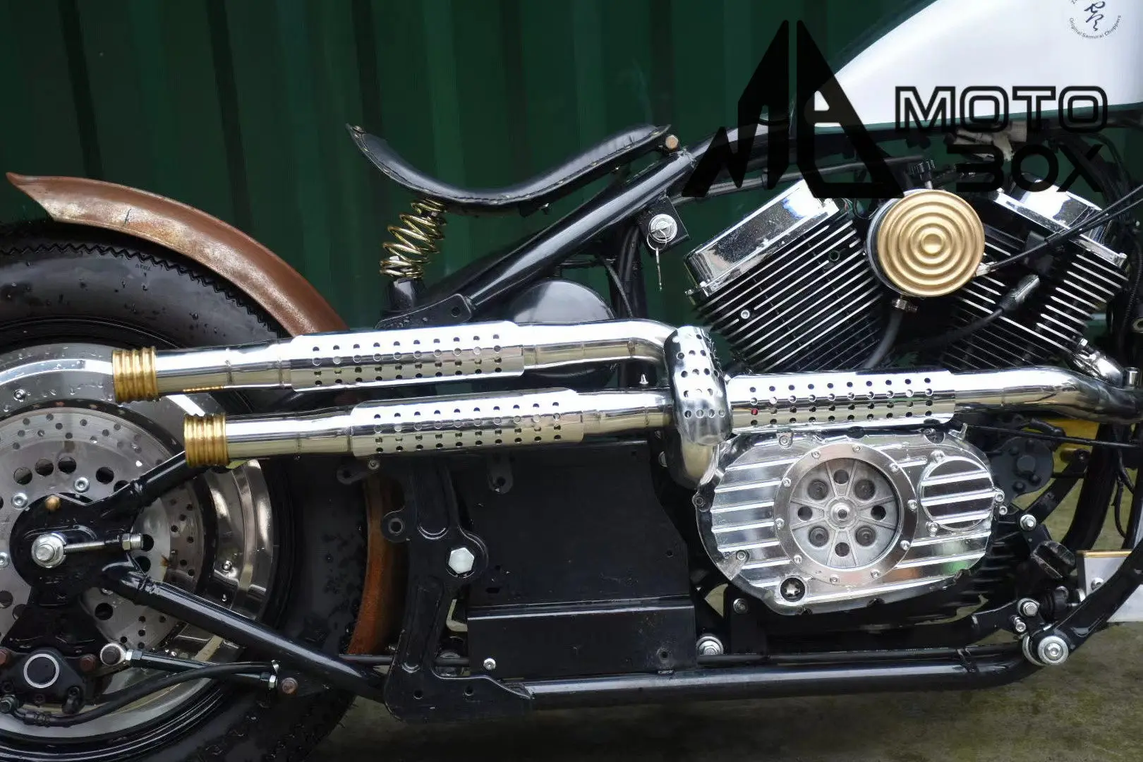 【Premium】For ZETHS Boger 250 modified high-mounted exhaust pipe features stainless steel and brass polished exhaust, with built-