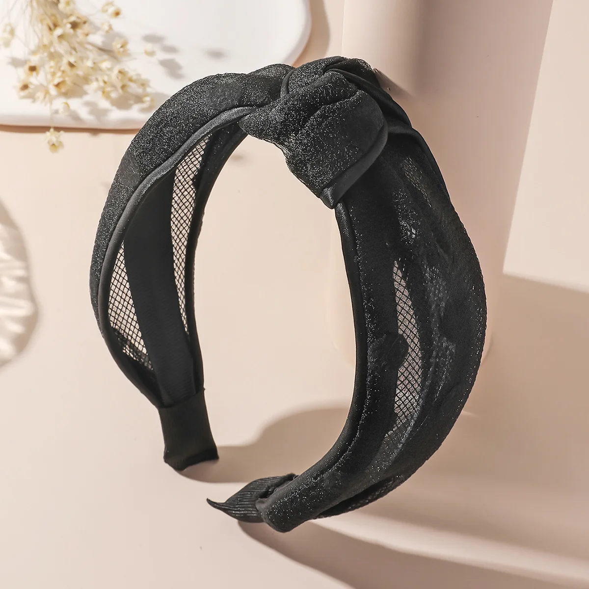 South Korea Net Red Gauze Headband Female Hundred Fairy out Knotted round Nodding Face Face Pressure Hair Wide Edge Headband